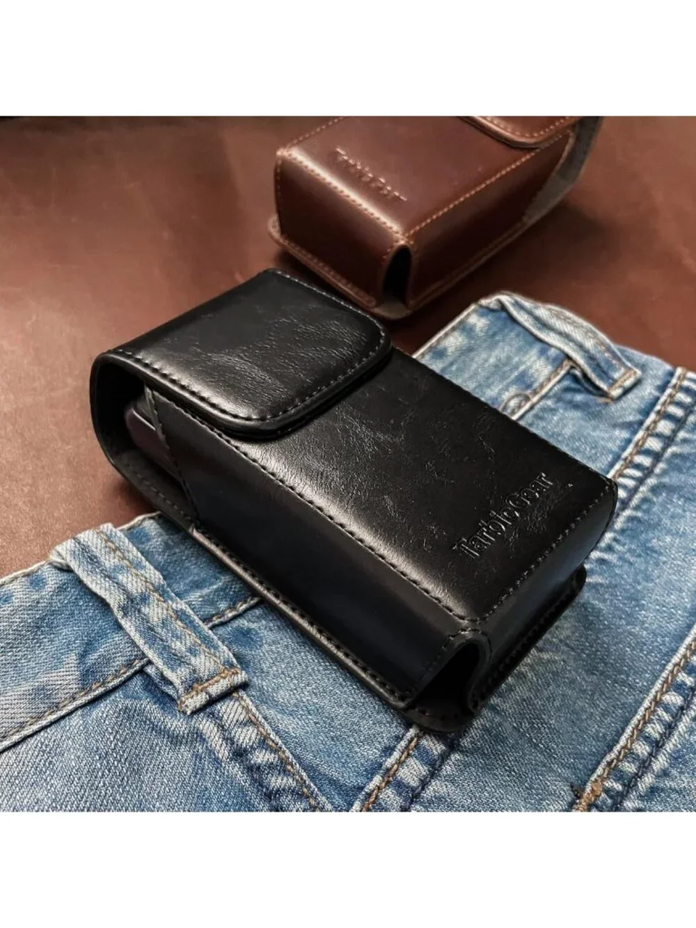 Stylish Leather Flip Phone Case with Belt Clip Pouch for Kyocera, TCL, Nokia